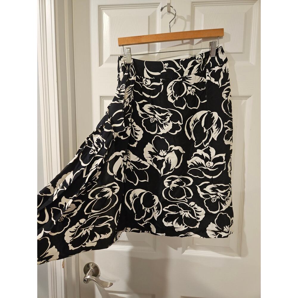 Vintage Carole Little West Black White Floral Blouse and Wrap Skirt Set Sz 10/12 - Picture 9 of 12